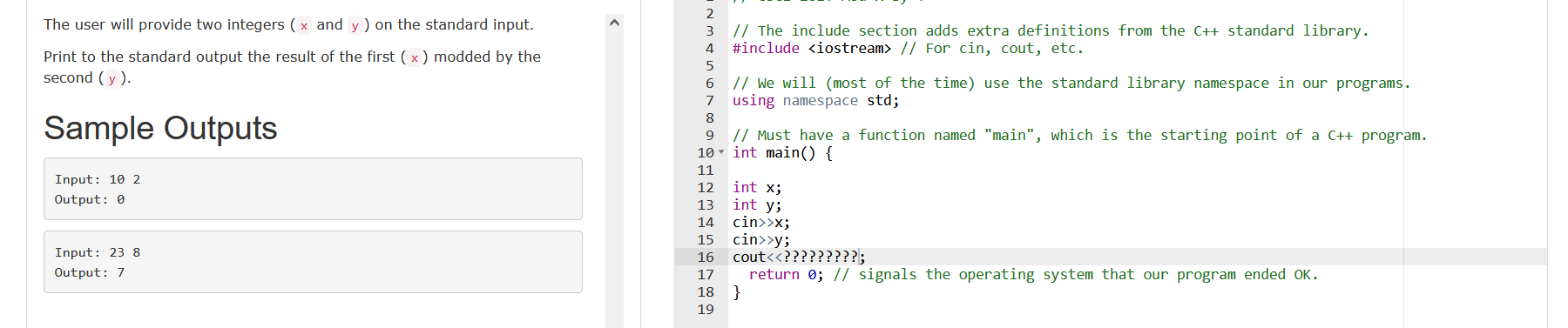 Solved The user will provide two integers ( x and y) on the | Chegg.com