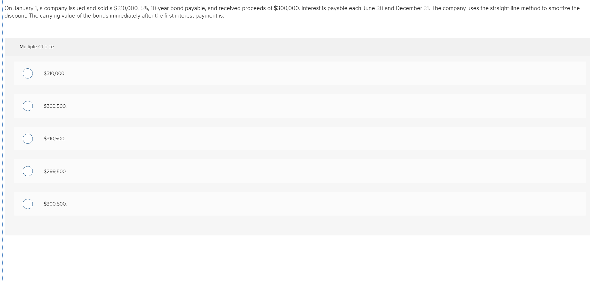 Solved On January 1, a company issued and sold a $310,000
