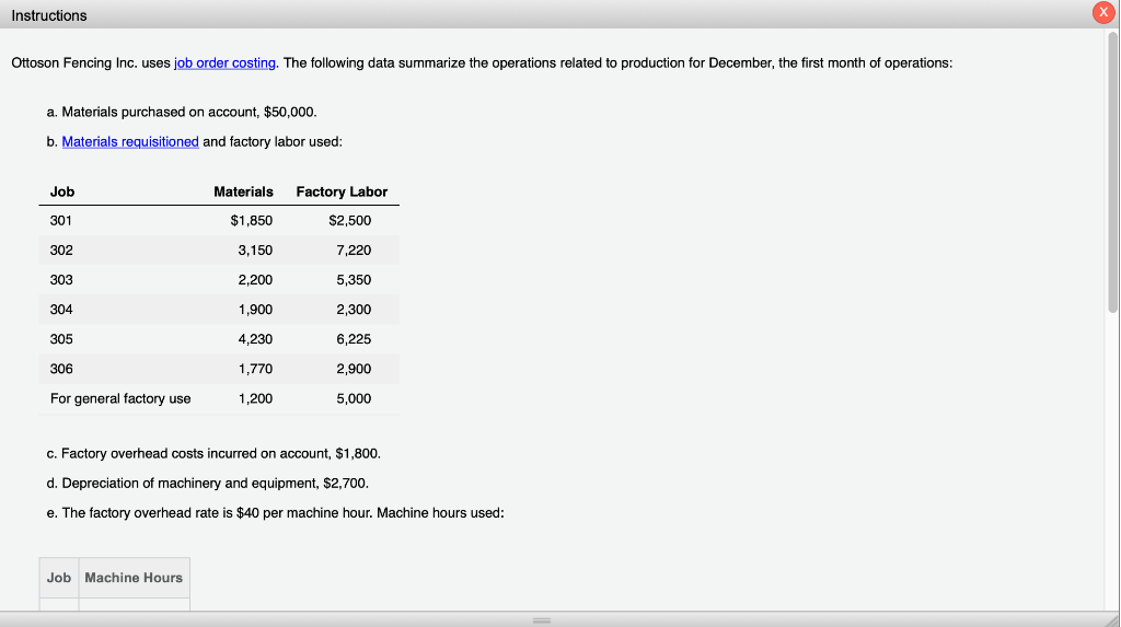 Solved Ottoson Fencing Inc Uses Job Order Costing The Chegg Com