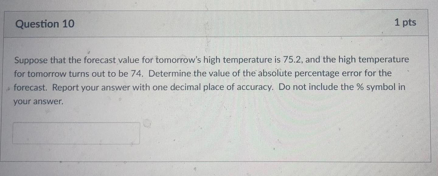 Solved Question 10 1 pts Suppose that the forecast value for | Chegg.com