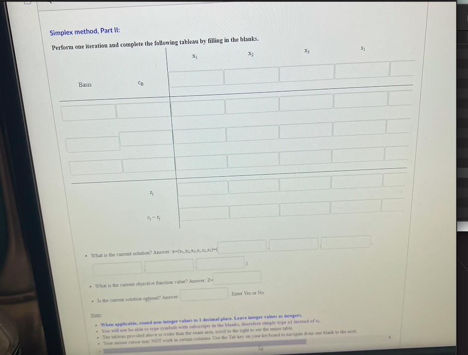 Simplex method, Part I: A Simplex tableau of a Linear | Chegg.com