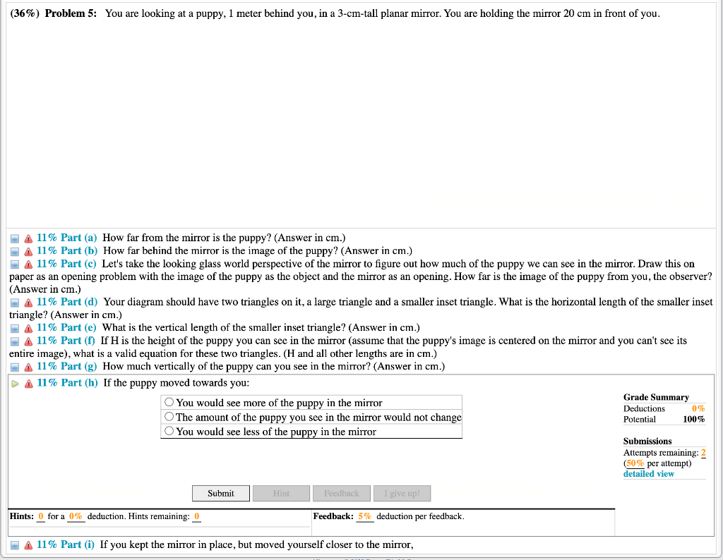 Solved Answer choices for part i are the same as part h | Chegg.com