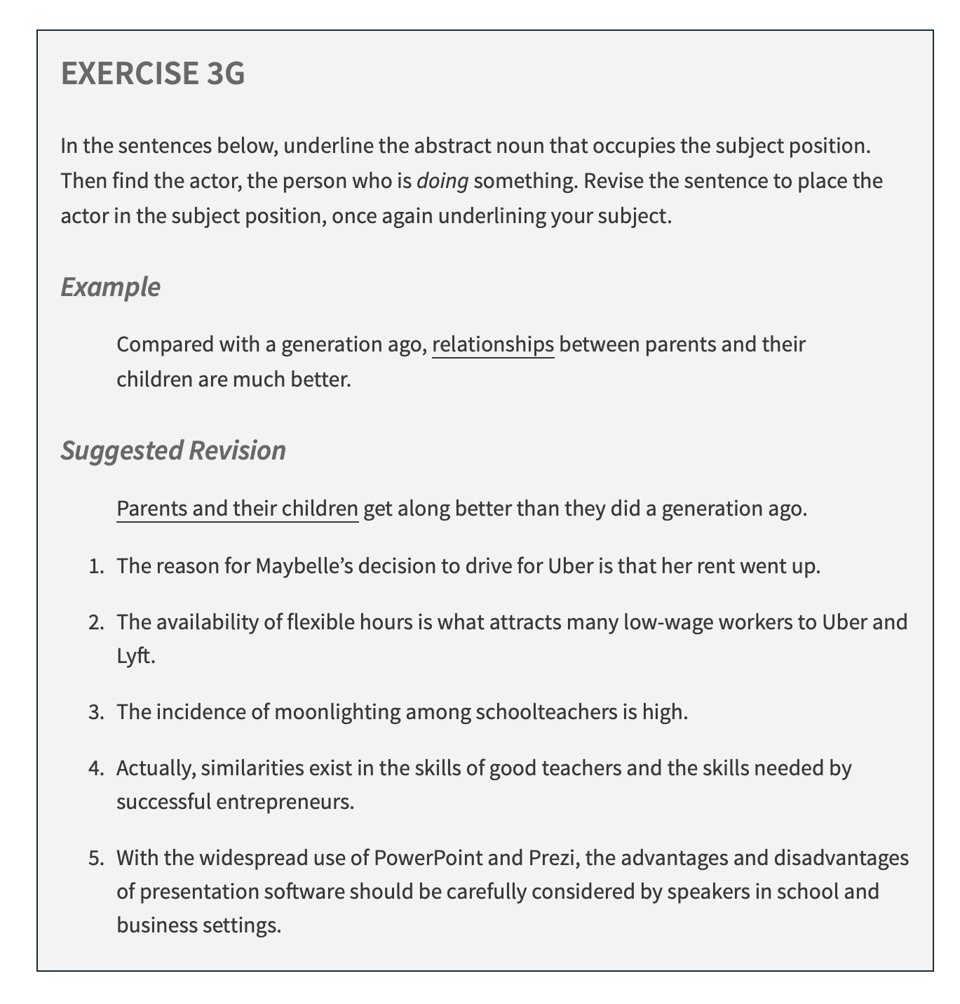 EXERCISE 3G In the sentences below, underline the | Chegg.com