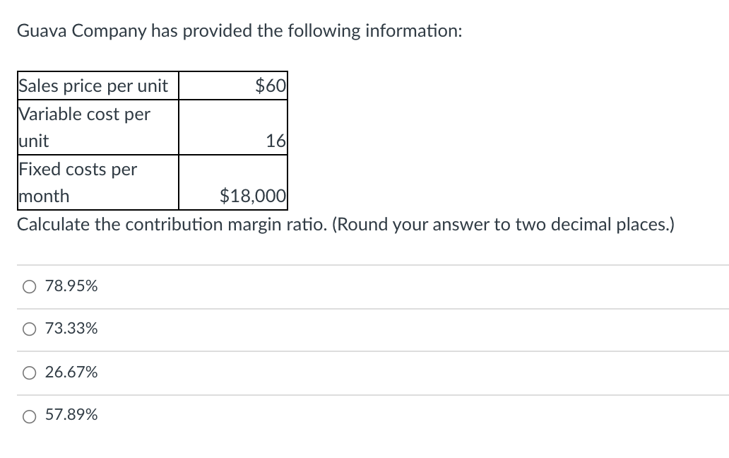 Solved Guava Company has provided the following information: | Chegg.com