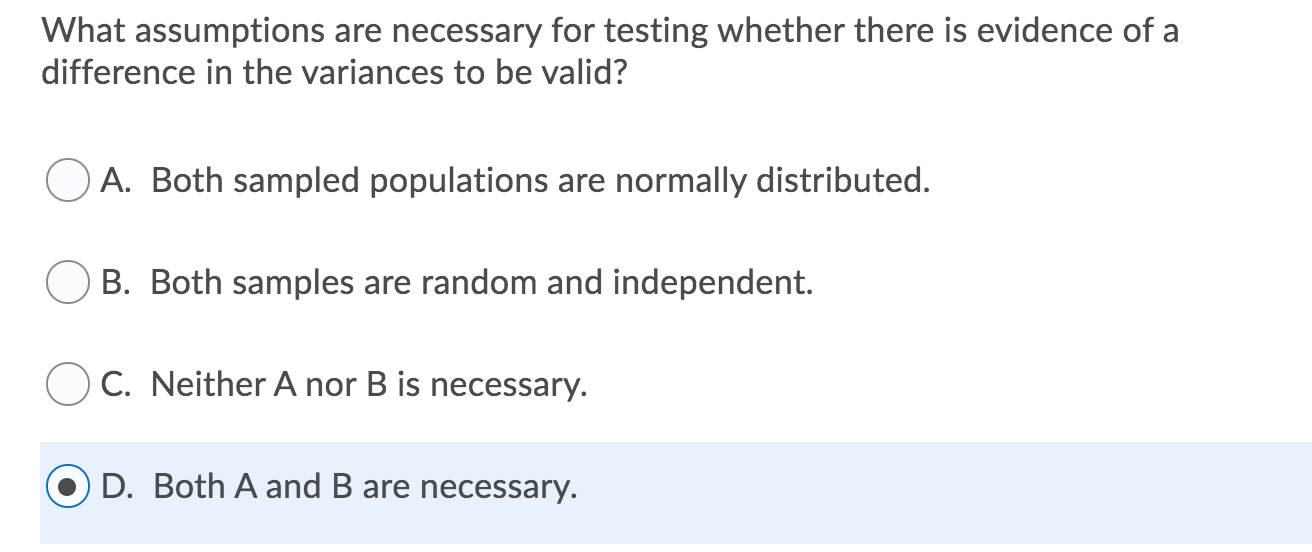 Solved What Assumptions Are Necessary For Testing Whether | Chegg.com