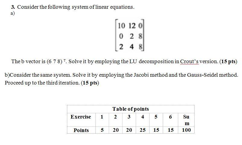 Solved 3. Consider the following system of linear equations. | Chegg.com