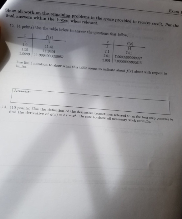 Solved Exam 1 Show all work on the remaining problems in the | Chegg.com