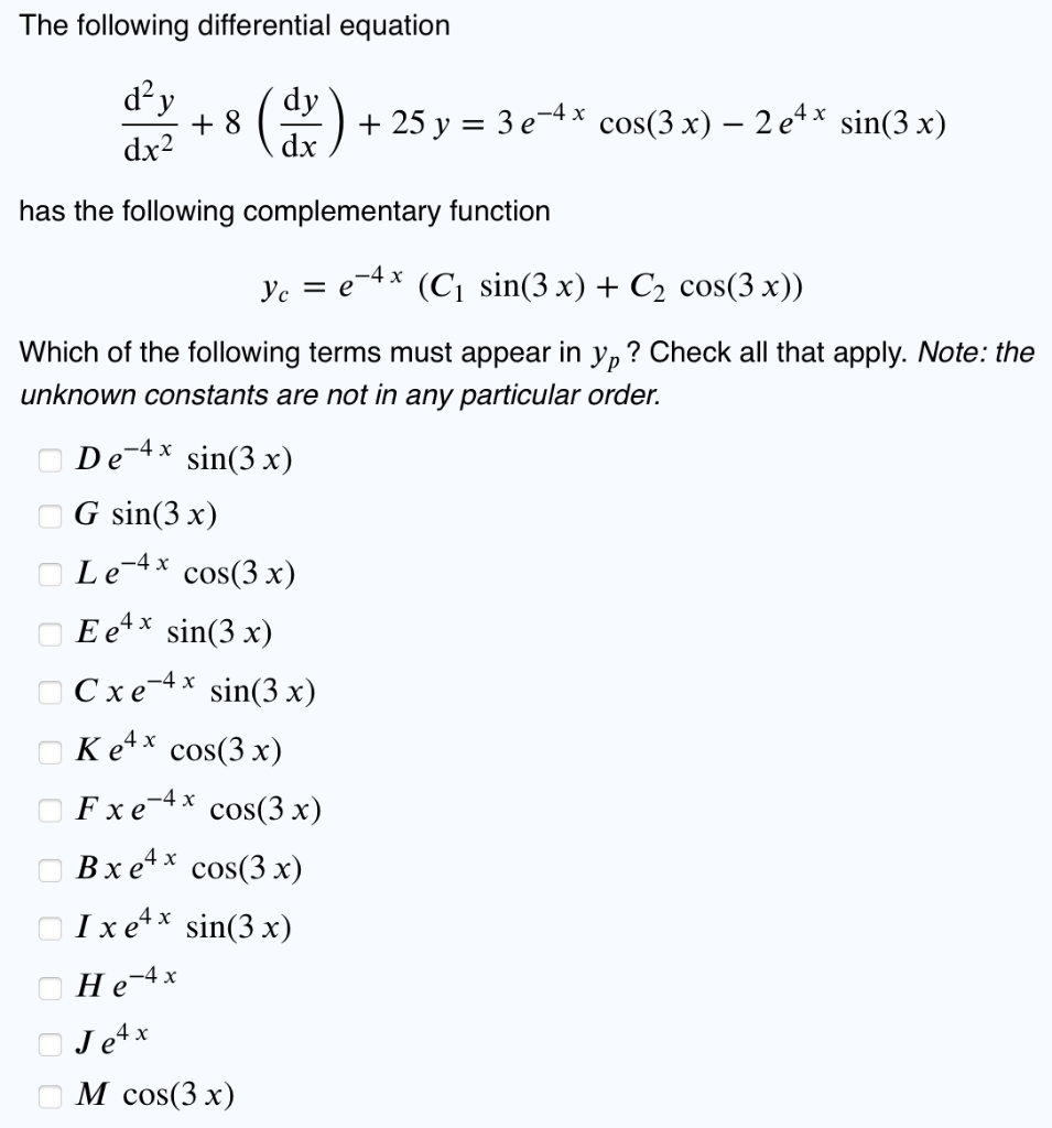 Solved The following differential equation dx2d2y+8( | Chegg.com