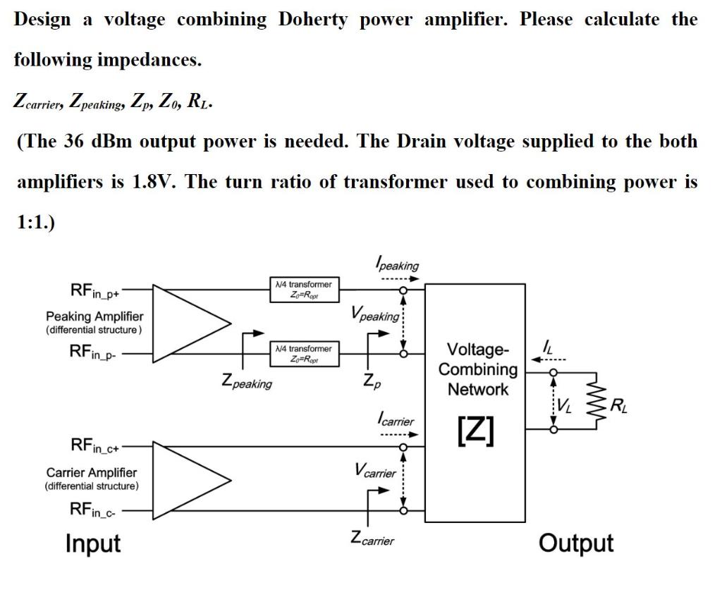 Solved Design a voltage combining Doherty power amplifier.
