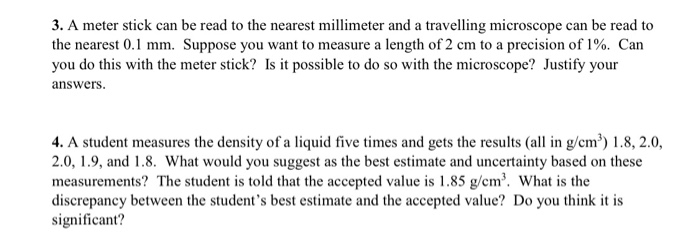 Solved 3. A meter stick can be read to the nearest | Chegg.com