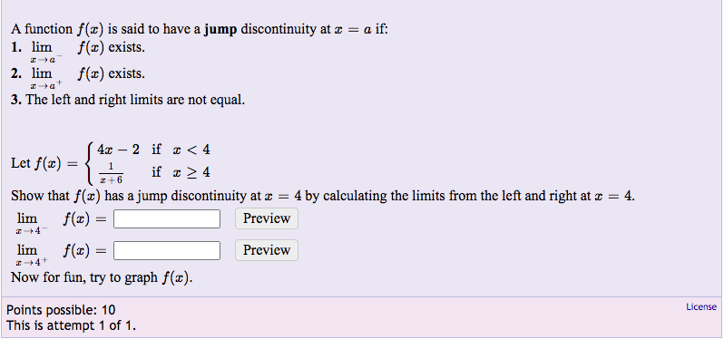 Solved A function f(x) is said to have a jump discontinuity | Chegg.com