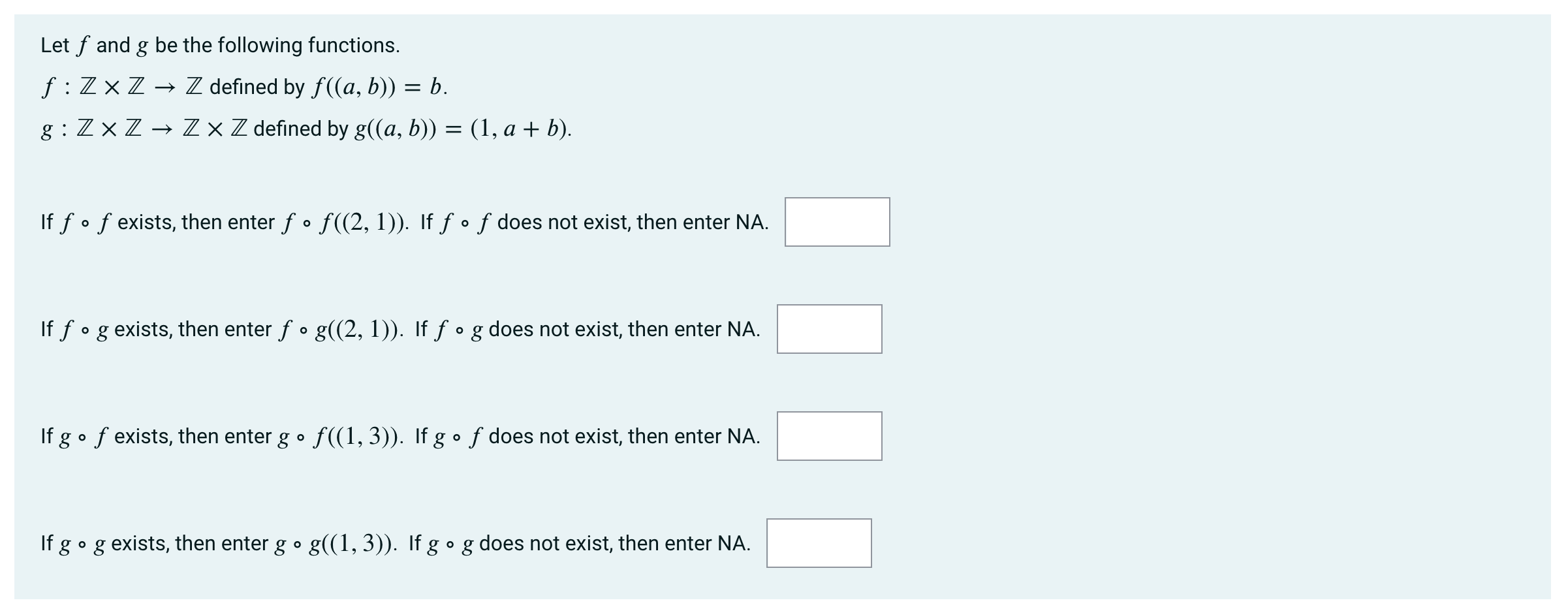 Solved Let F And G Be The Following Functions F Zxz Z Chegg Com