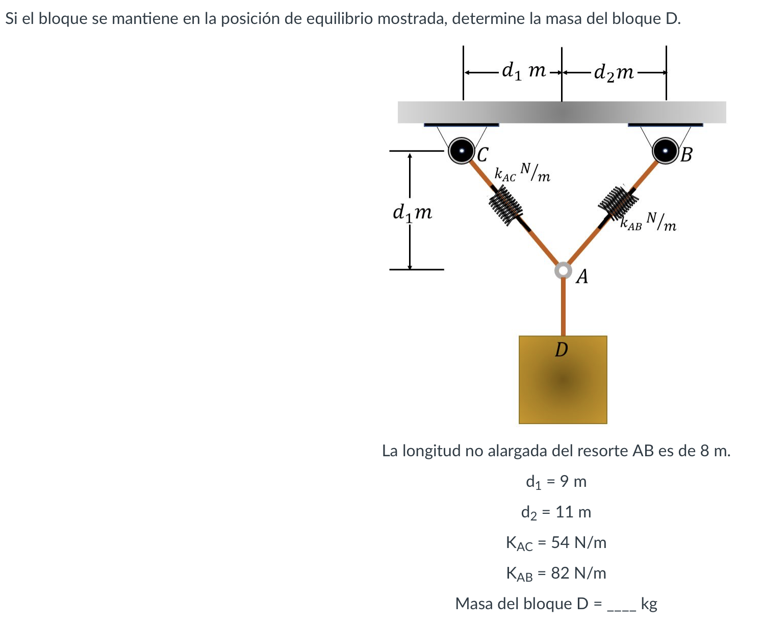 Solved Si El Bloque Se Mantiene En La Posición De Equilibrio | Chegg.com