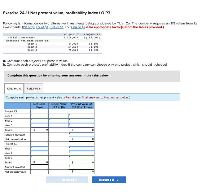 Solved Exercise 24-11 Net Present Value, Profitability Index | Chegg.com