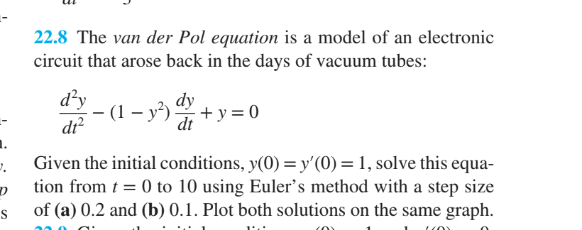 Solved 22.8 The van der Pol equation is a model of an | Chegg.com