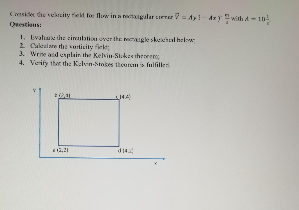 Solved Consider the velocity field for flow in a rectangular | Chegg.com