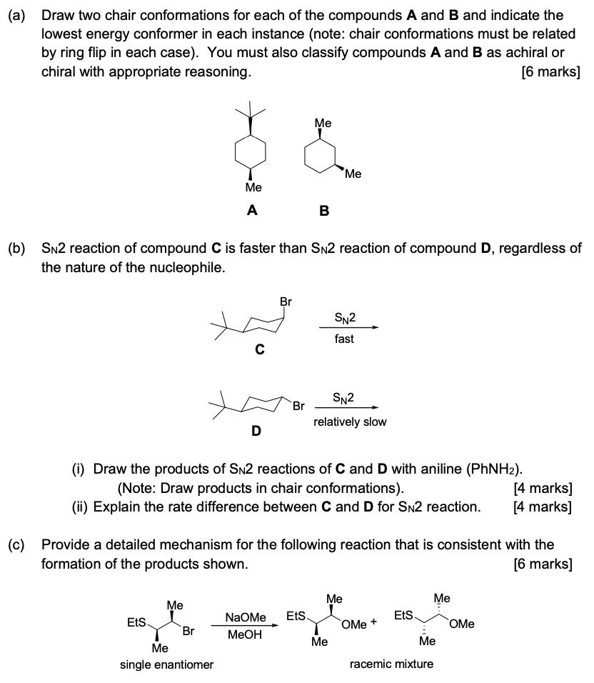 Solved (a) Draw two chair conformations for each of the | Chegg.com