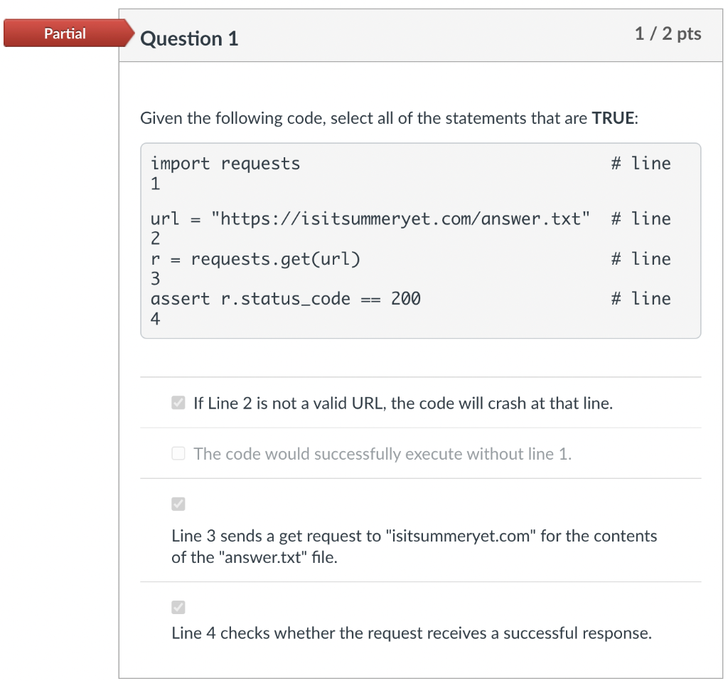 Solved Given the following code, select all of the | Chegg.com