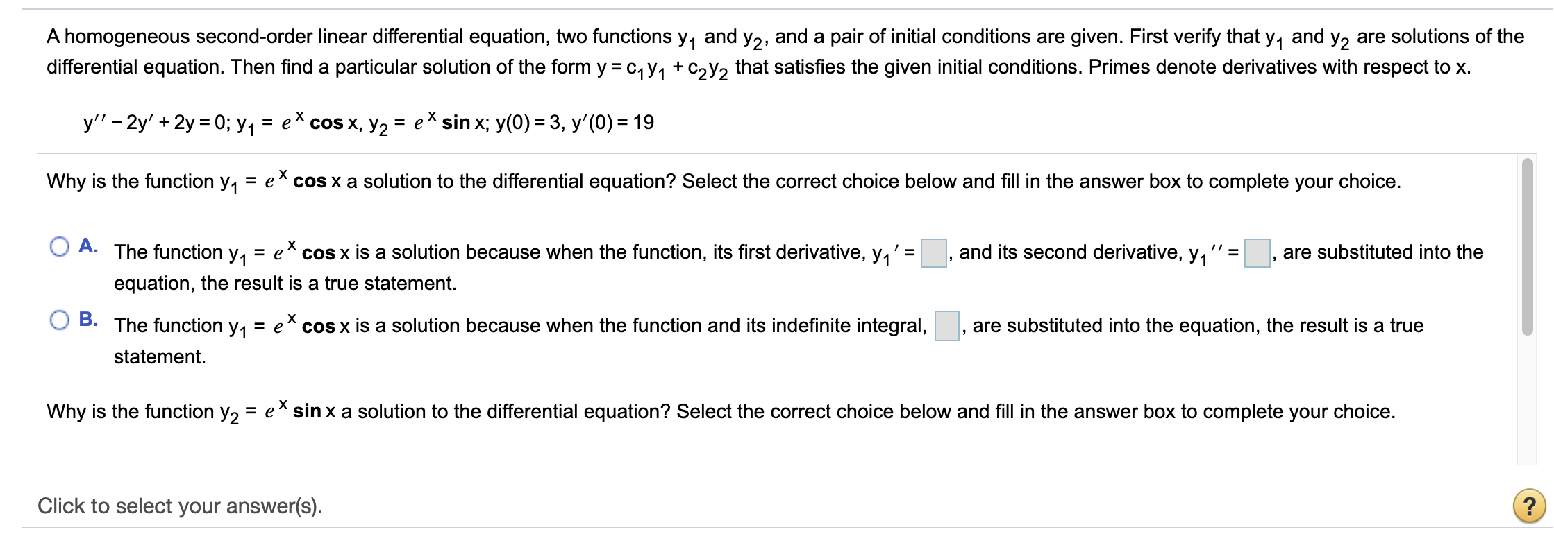 Solved a homogeneous second order linear differential chegg