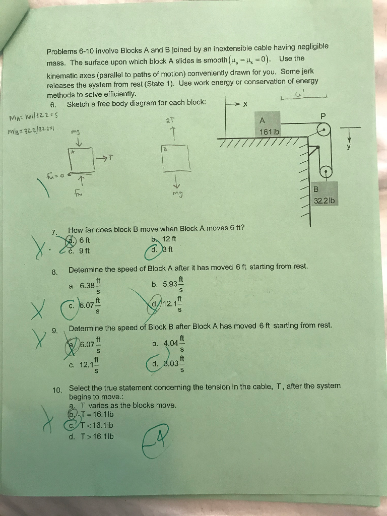 Solved Problems 6-10 Involve Blocks A And B Joined By An | Chegg.com