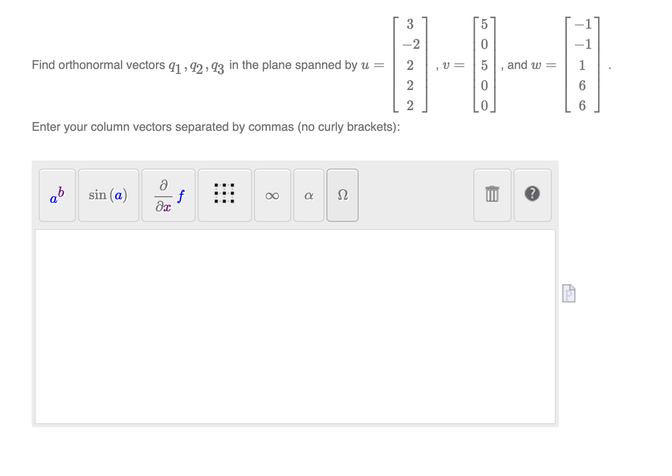Solved Find orthonormal vectors q1,q2,q3 in the plane