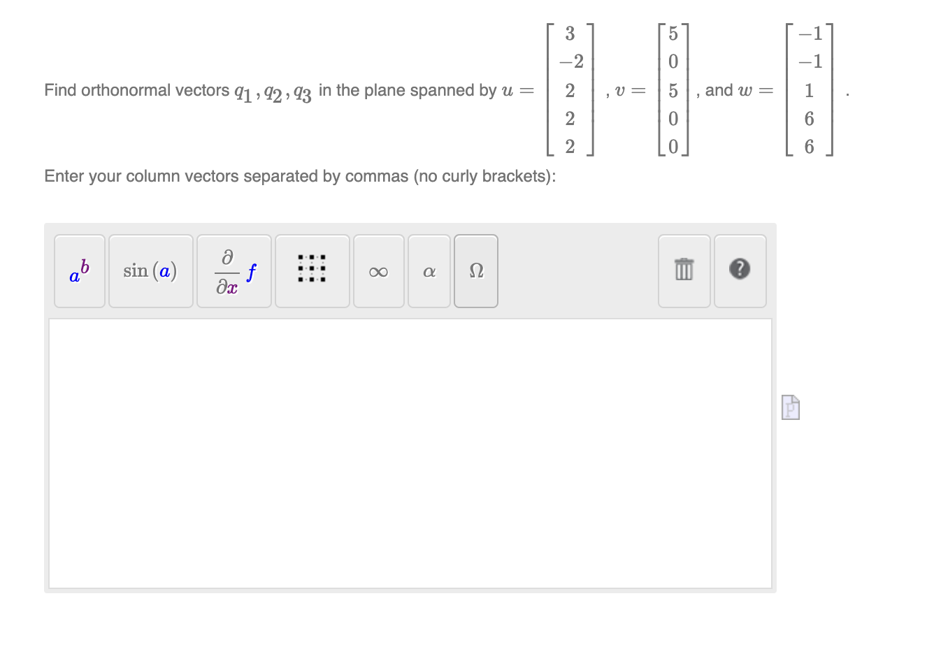 Solved Find orthonormal vectors q1,q2,q3 in the plane | Chegg.com