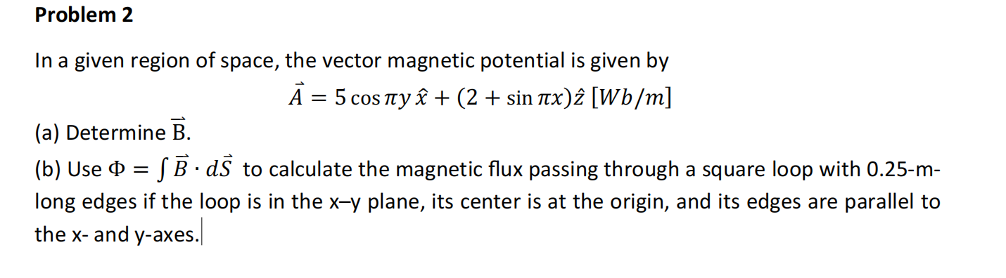 Solved In a given region of space, the vector magnetic | Chegg.com
