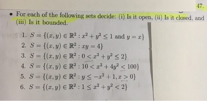 Solved For Each Of The Following Sets Decide: (i) Is It | Chegg.com