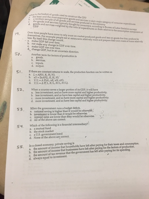 Solved the basket of goods used to construct the CPI ha