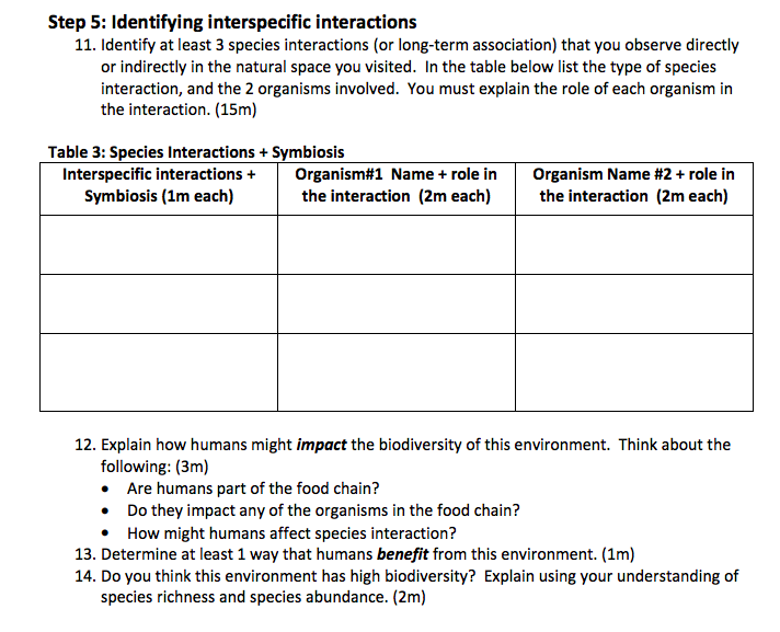 Solved Step 5 Identifying interspecific interactions 11.