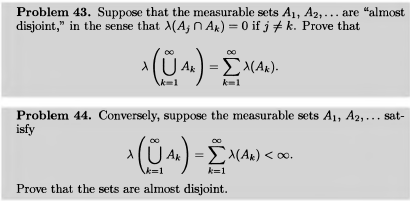 Solved Problem 43. Suppose that the measurable sets A1, | Chegg.com