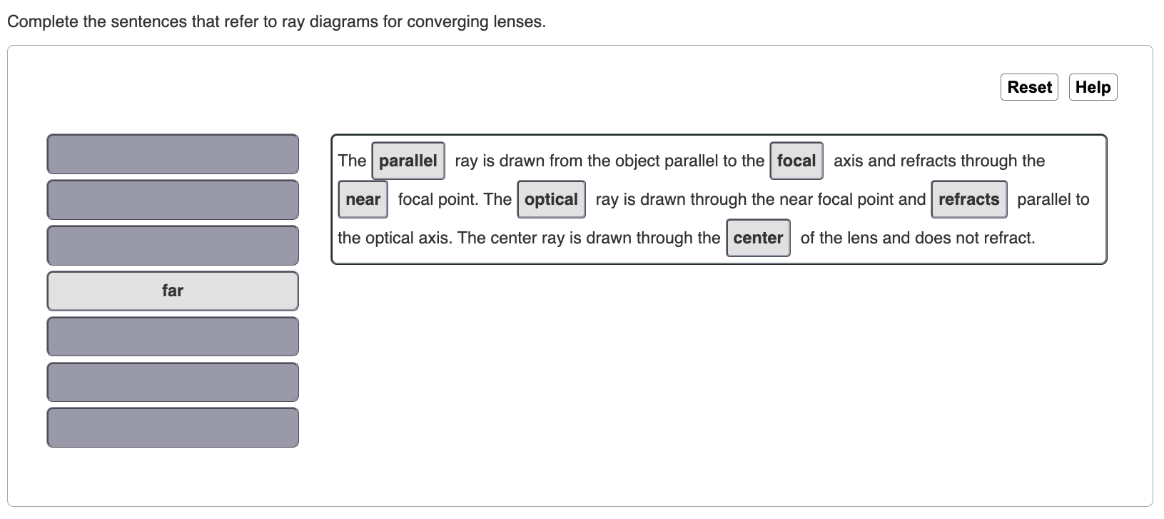 Solved Complete the sentences that refer to ray diagrams for | Chegg.com