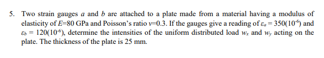 Solved Two strain gauges a and b are attached to a plate | Chegg.com