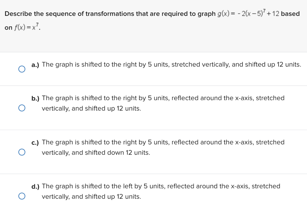 Solved Describe The Sequence Of Transformations That Are | Chegg.com