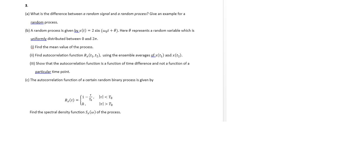 Solved (a) What is the difference between a random signal | Chegg.com