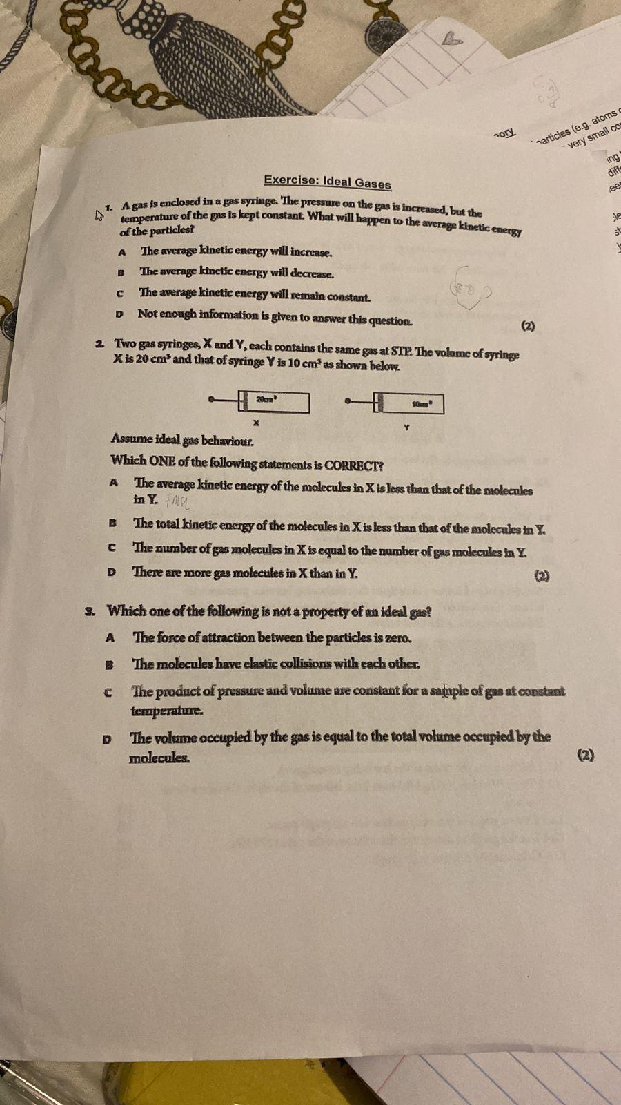 Solved 1. A gas is enclosed in a gas syringe. The pressure