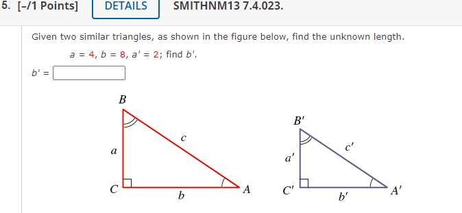 Solved Given two similar triangles, as shown in the figure | Chegg.com