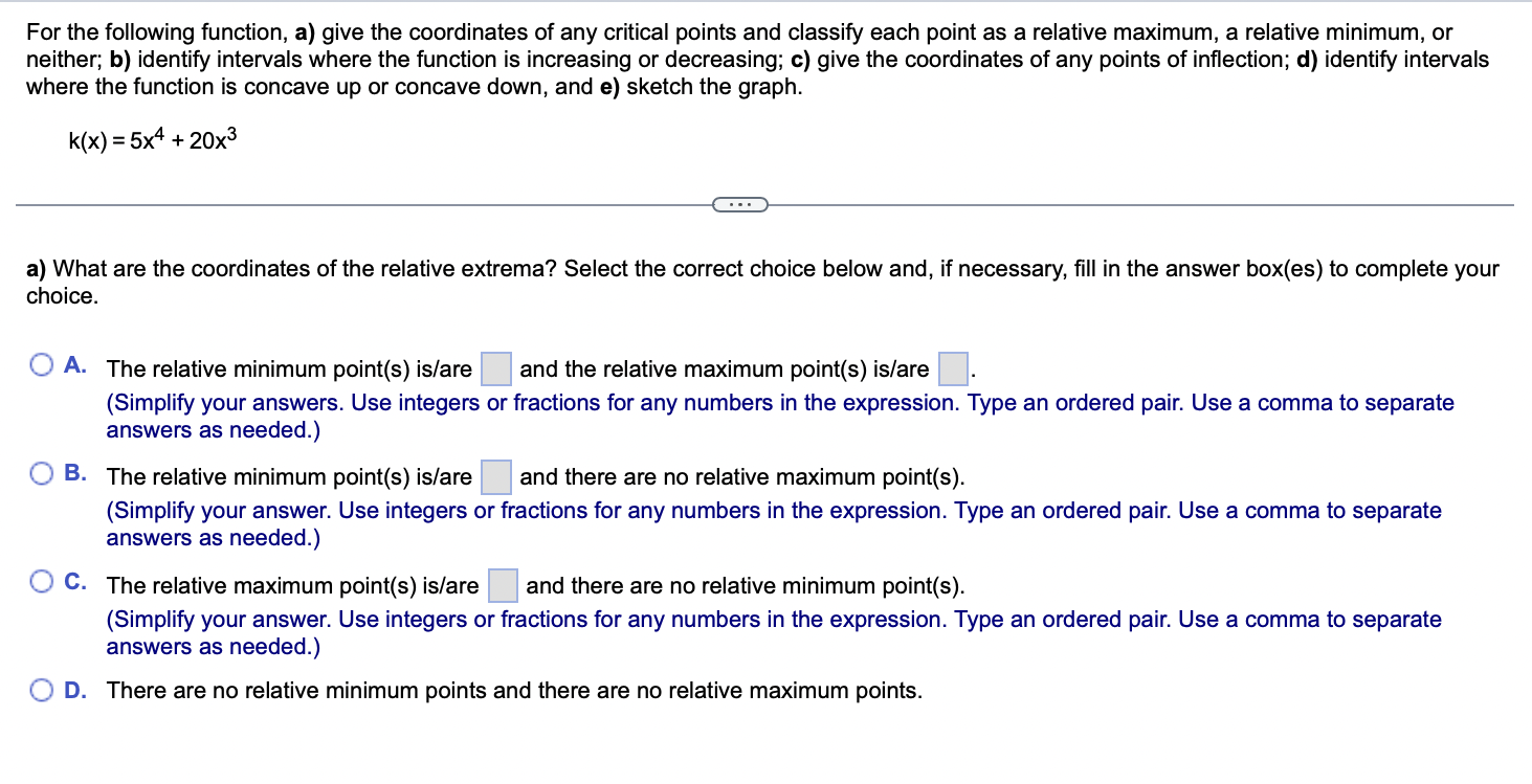 Solved For the following function, a) give the coordinates | Chegg.com