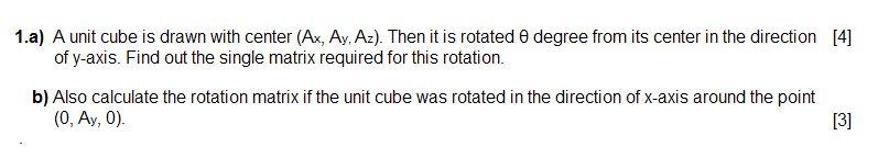 Solved 1.a) A unit cube is drawn with center (Ax, Ay, Az). | Chegg.com