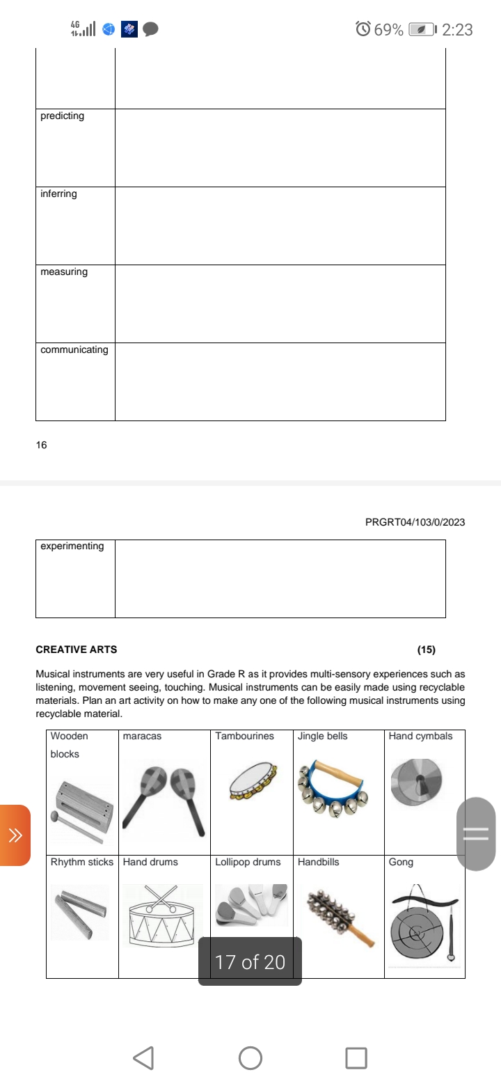 Solved Musical instruments are very useful in Grade R as it | Chegg.com