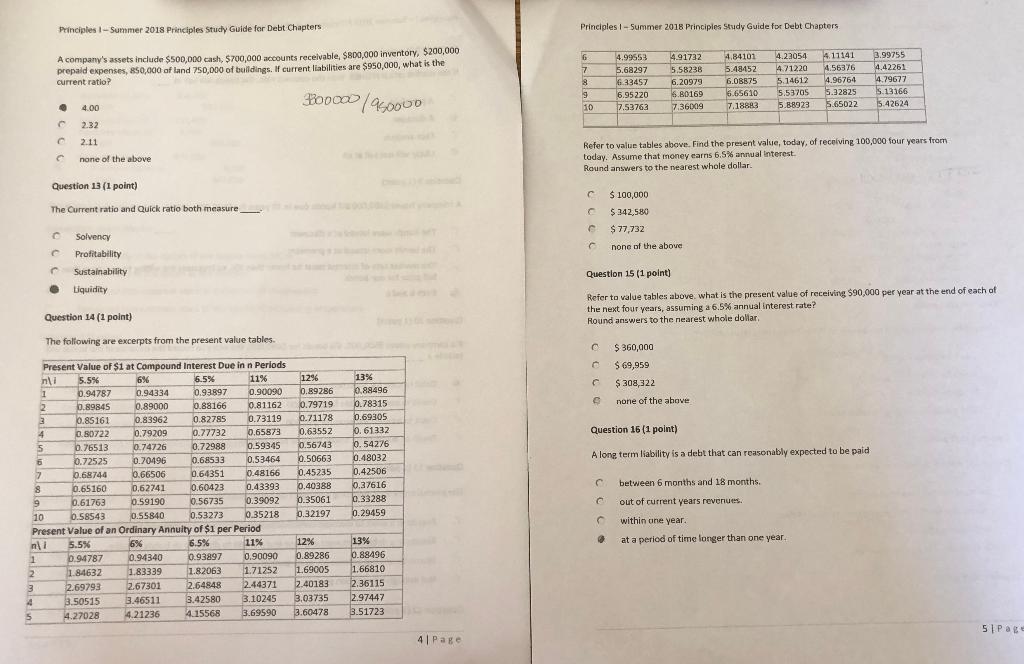 Solved Principles 1 Summer 2018 Principles Study Guide for