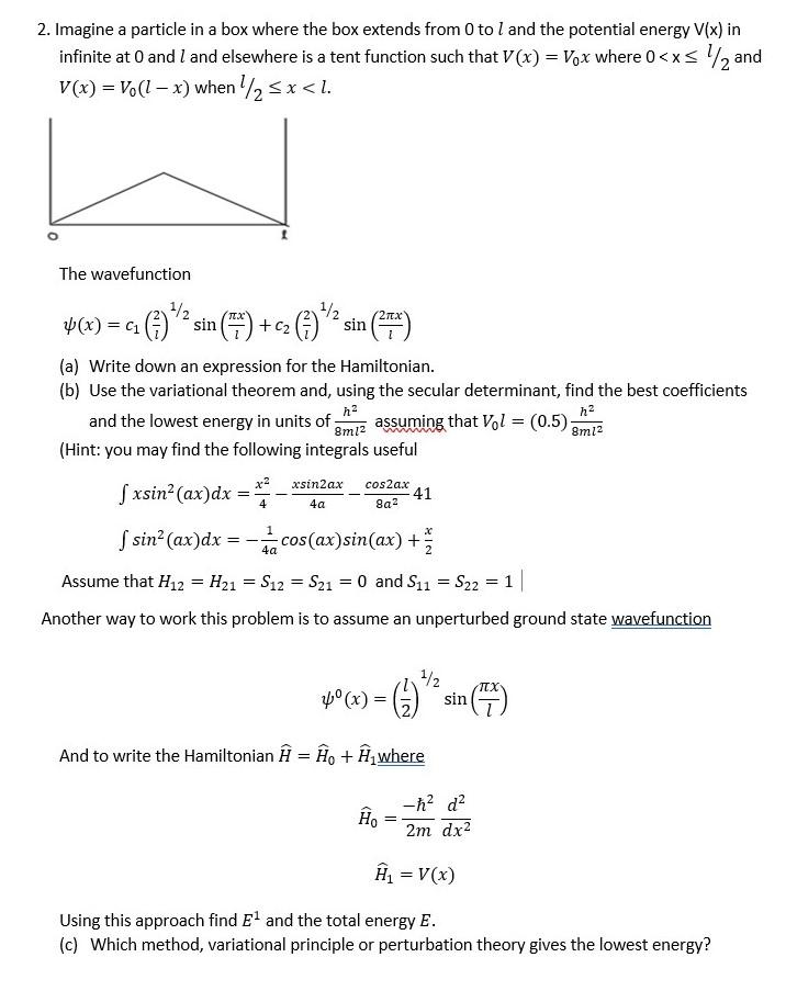 Solved 2 Imagine A Particle In A Box Where The Box Exten Chegg Com