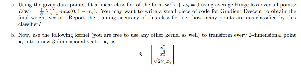 Solved a. Using the given data points, fit a linear | Chegg.com