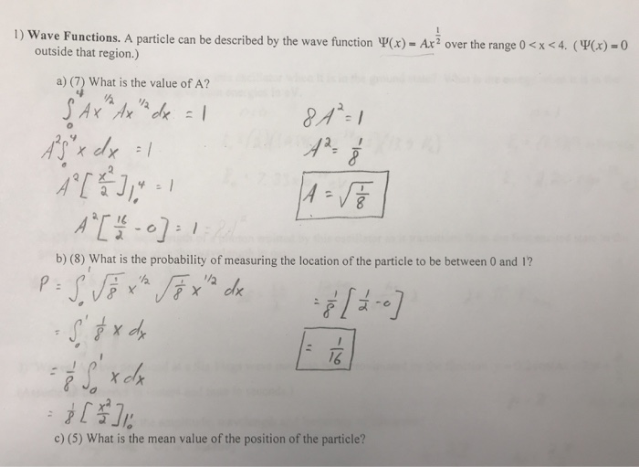 Solved 1) wave Functions. A particle can be described by the | Chegg.com