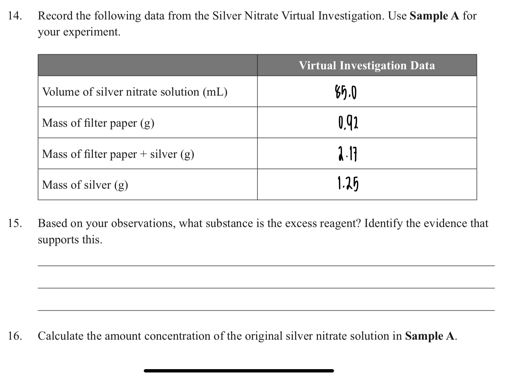 Solved 4. Record the following data from the Silver Nitrate | Chegg.com