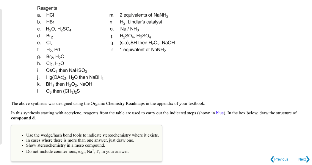 Solved In this synthesis starting with acetylene, reagents | Chegg.com