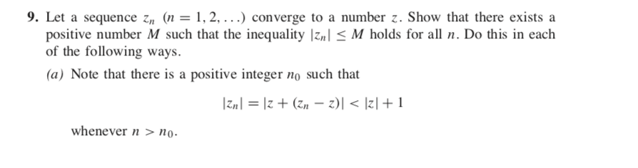 Solved 9. Let a sequence zn (n = 1, 2, ...) converge to a | Chegg.com