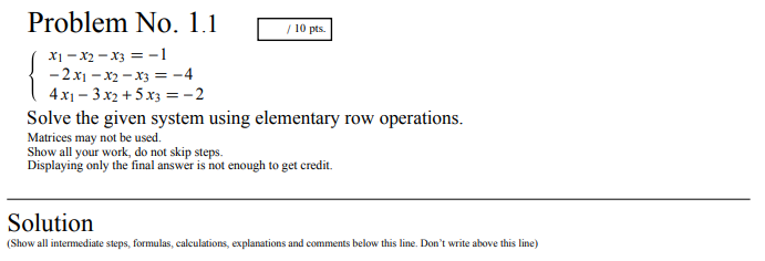 Solved Problem No. 1.1 10 pts. X1 X2 x3 1 2x1 Chegg