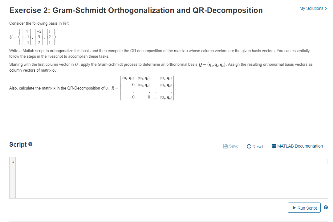 Exercise 2: Gram-Schmidt Orthogonalization And | Chegg.com