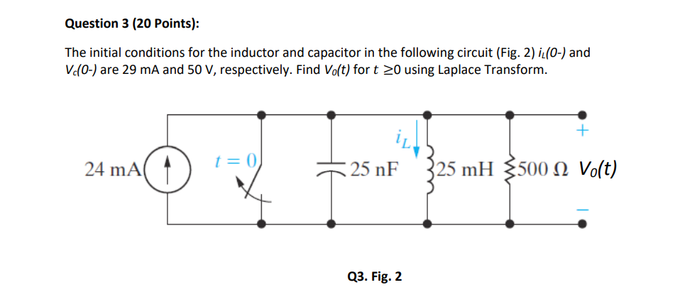 Solved Question 3 (20 Points): The initial conditions for | Chegg.com
